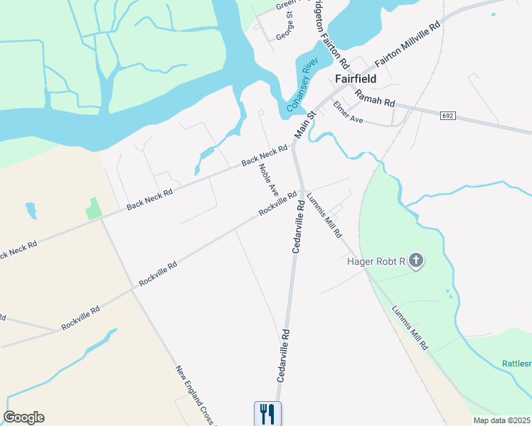 map of restaurants, bars, coffee shops, grocery stores, and more near 23 Rockville Road in Bridgeton