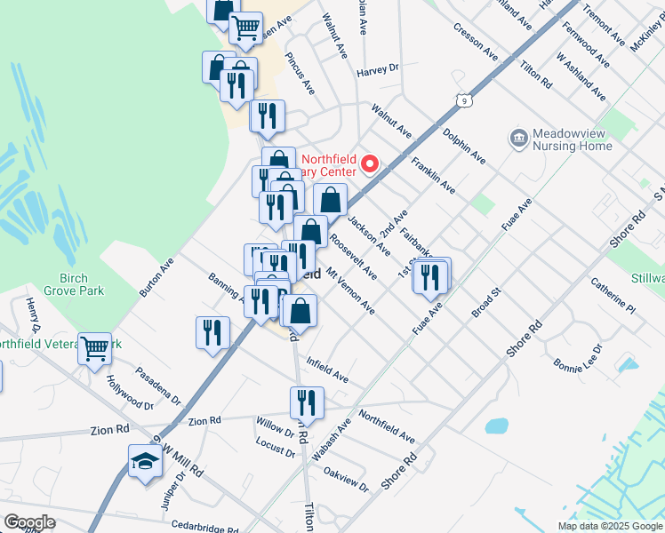 map of restaurants, bars, coffee shops, grocery stores, and more near 415 Mount Vernon Avenue in Northfield