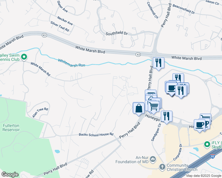 map of restaurants, bars, coffee shops, grocery stores, and more near 8334 Dieter Drive in Rosedale