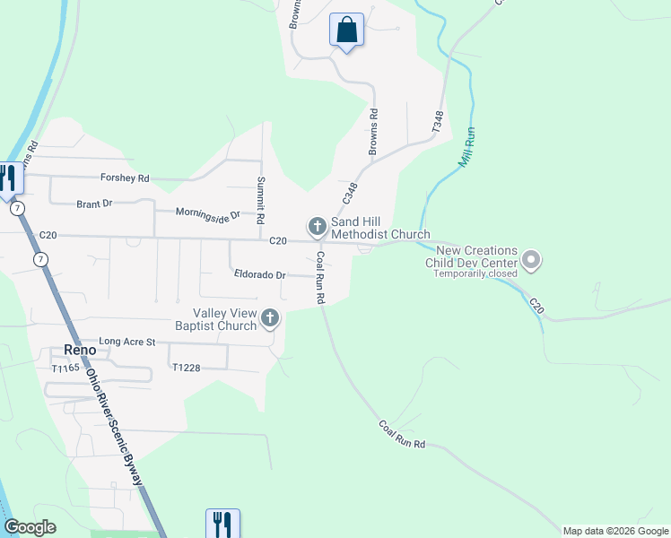 map of restaurants, bars, coffee shops, grocery stores, and more near 35 Coal Run Road in Marietta