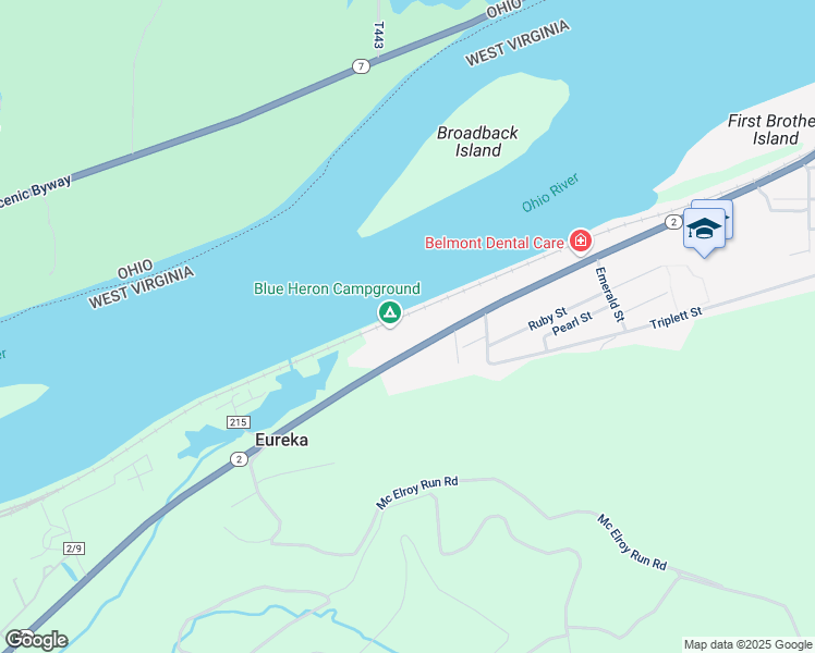 map of restaurants, bars, coffee shops, grocery stores, and more near 717 Riverview Drive in Saint Marys