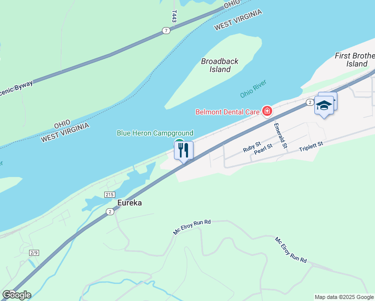 map of restaurants, bars, coffee shops, grocery stores, and more near 713 Riverview Drive in Belmont
