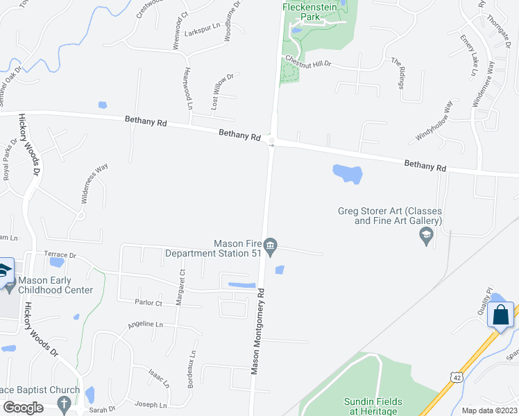 map of restaurants, bars, coffee shops, grocery stores, and more near 4319 Mason Montgomery Road in Mason