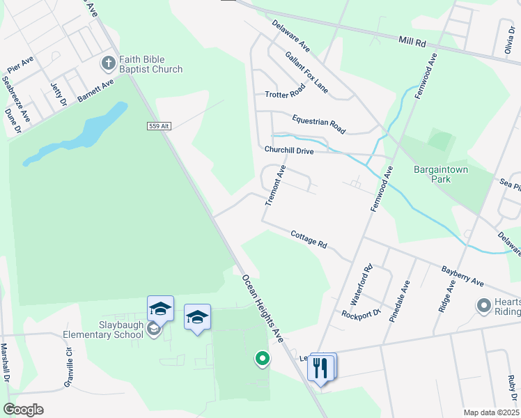 map of restaurants, bars, coffee shops, grocery stores, and more near 7201 Tremont Avenue in Egg Harbor Township