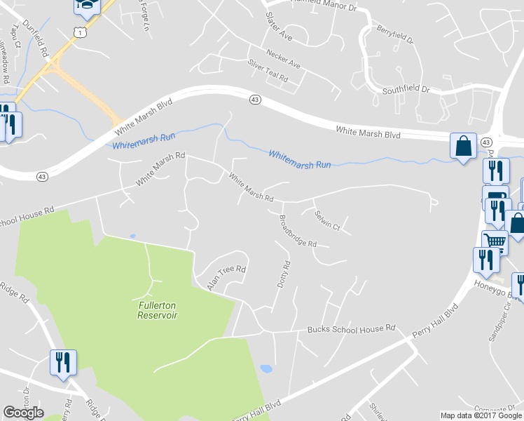 map of restaurants, bars, coffee shops, grocery stores, and more near 111 Grafton Court in Rosedale