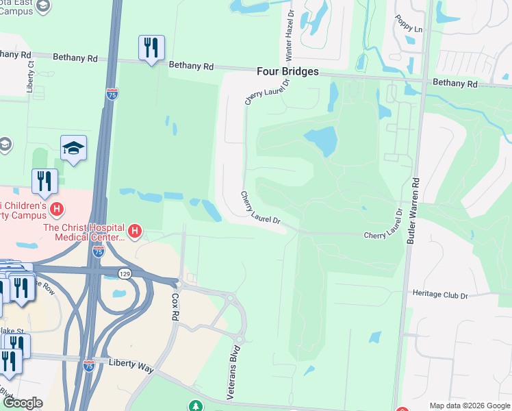 map of restaurants, bars, coffee shops, grocery stores, and more near 6844 Cherry Laurel Drive in Middletown