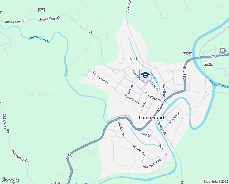 map of restaurants, bars, coffee shops, grocery stores, and more near 277 Horner Avenue in Lumberport