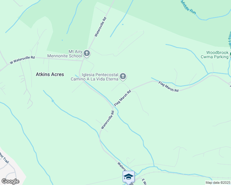map of restaurants, bars, coffee shops, grocery stores, and more near 7218 Honeybush Drive in Mount Airy