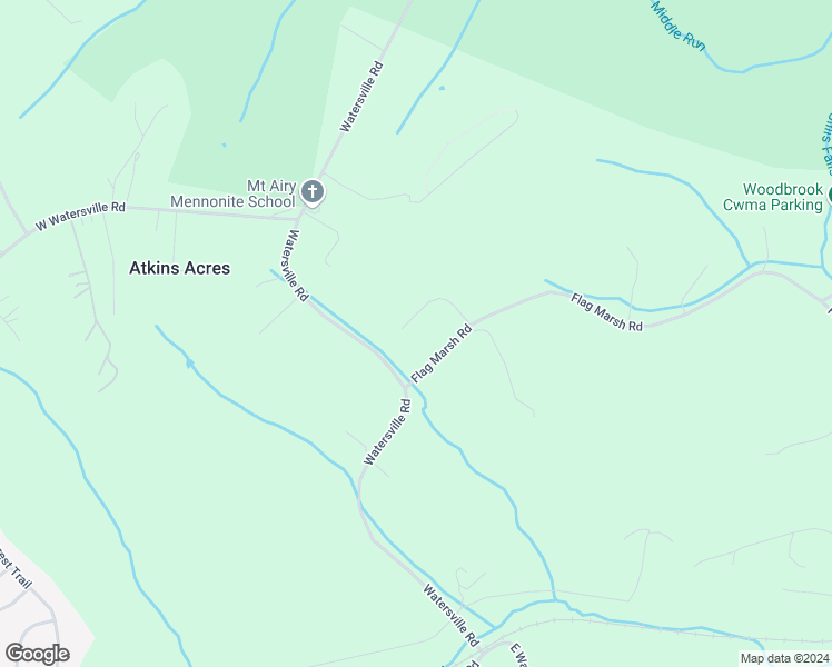 map of restaurants, bars, coffee shops, grocery stores, and more near 7218 Honeybush Drive in Mount Airy