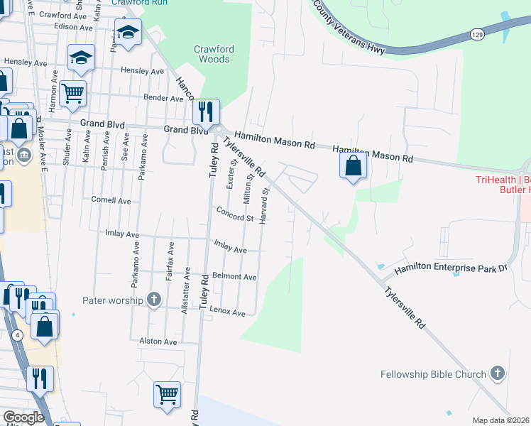 map of restaurants, bars, coffee shops, grocery stores, and more near 1484 Harvard Street in Hamilton