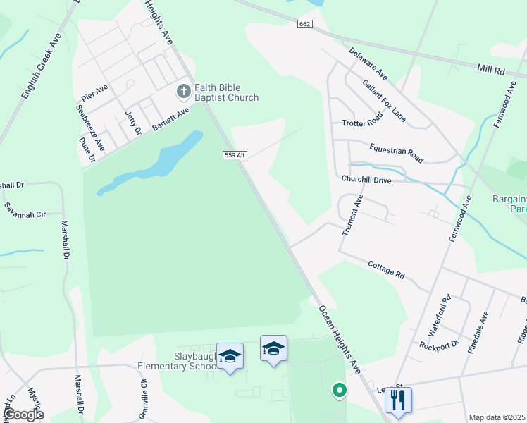 map of restaurants, bars, coffee shops, grocery stores, and more near 2104 Ocean Heights Avenue in Egg Harbor Township