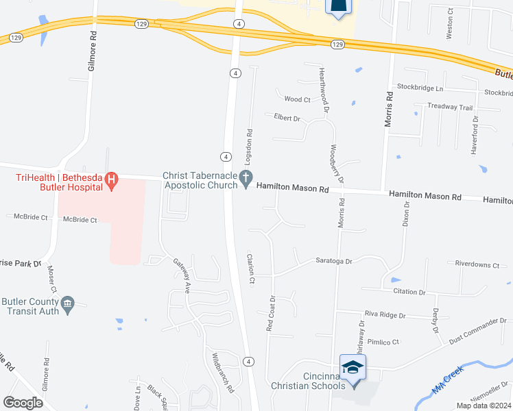 map of restaurants, bars, coffee shops, grocery stores, and more near 3430 Iron Kettle Court in Hamilton