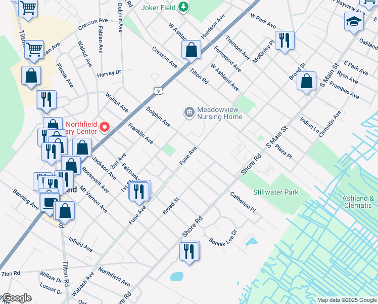 map of restaurants, bars, coffee shops, grocery stores, and more near 315 Fuae Avenue in Northfield