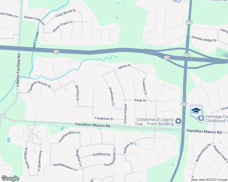 map of restaurants, bars, coffee shops, grocery stores, and more near 4572 Peakview Court in Hamilton