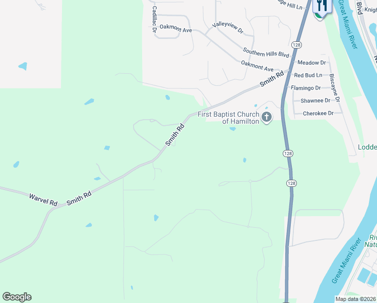 map of restaurants, bars, coffee shops, grocery stores, and more near 1451 Smith Road in Hamilton