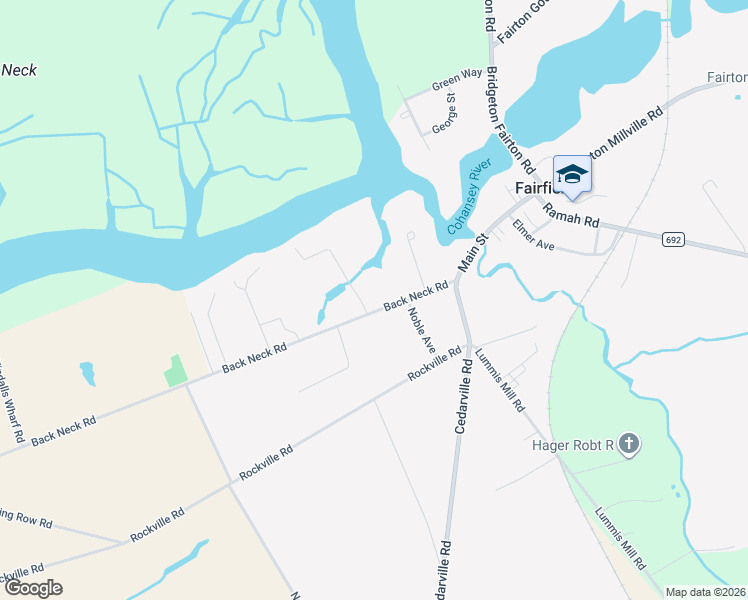 map of restaurants, bars, coffee shops, grocery stores, and more near 26 Back Neck Road in Bridgeton