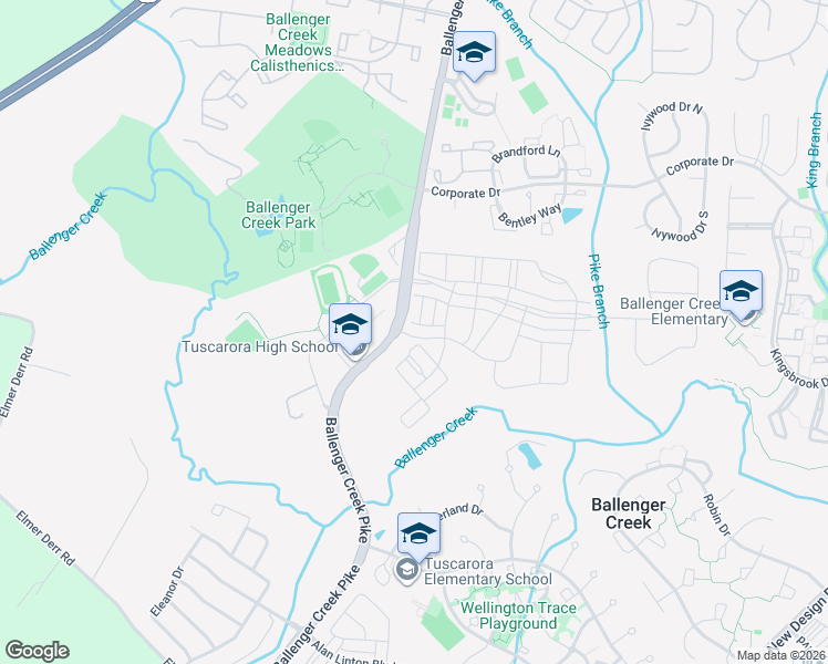 map of restaurants, bars, coffee shops, grocery stores, and more near 6408 Wild Plum Drive in Frederick