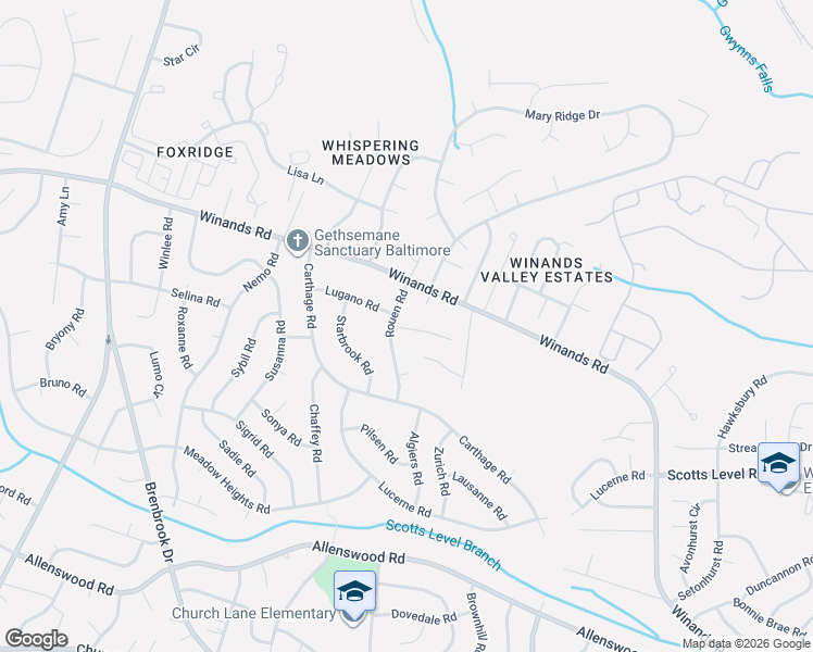 map of restaurants, bars, coffee shops, grocery stores, and more near 8538 Brest Rd in Randallstown