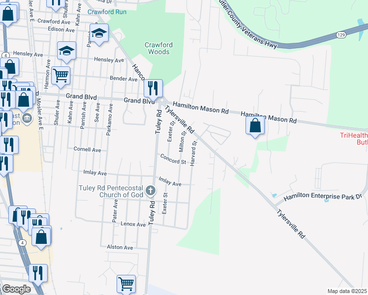 map of restaurants, bars, coffee shops, grocery stores, and more near 1484 Milton Street in Hamilton