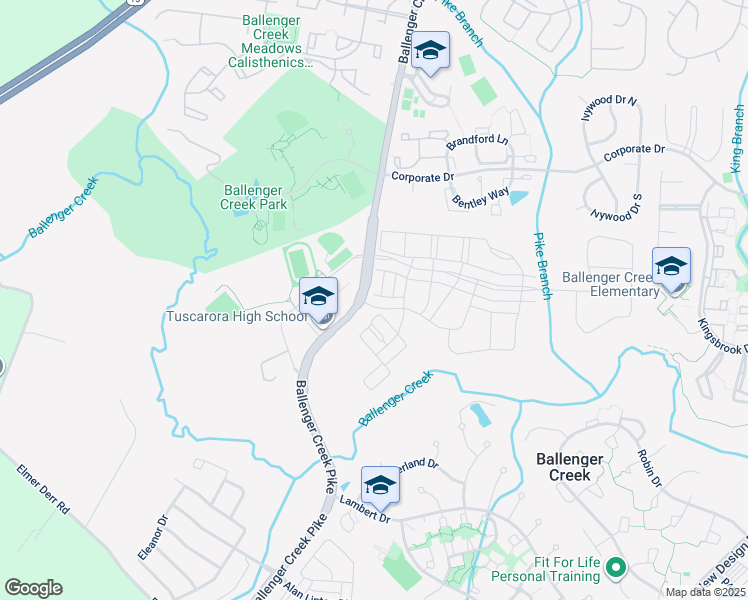 map of restaurants, bars, coffee shops, grocery stores, and more near 6404 Wild Plum Drive in Frederick