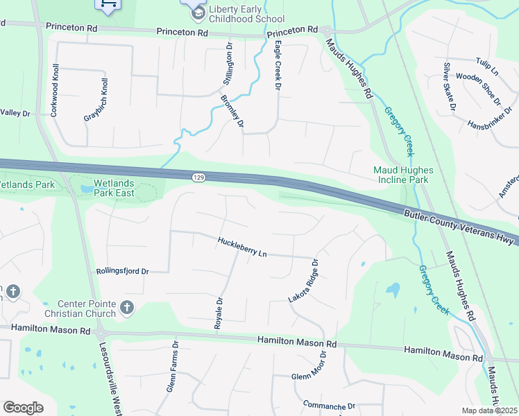 map of restaurants, bars, coffee shops, grocery stores, and more near 6207 Juneberry Court in Butler County