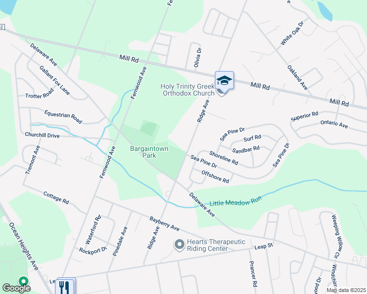 map of restaurants, bars, coffee shops, grocery stores, and more near 7035 Ridge Avenue in Egg Harbor Township