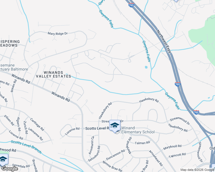 map of restaurants, bars, coffee shops, grocery stores, and more near 4211 Chastetree Court in Pikesville