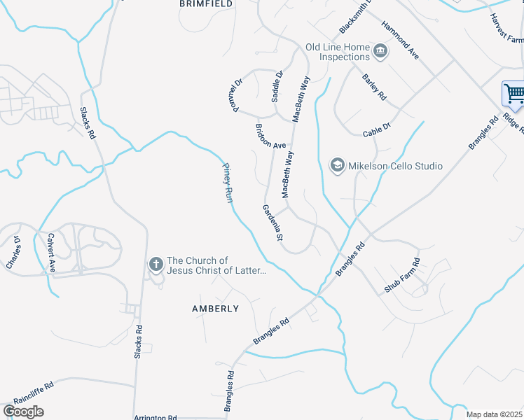 map of restaurants, bars, coffee shops, grocery stores, and more near 1939 Gardenia Street in Sykesville