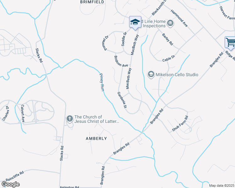 map of restaurants, bars, coffee shops, grocery stores, and more near 1939 Gardenia Street in Sykesville