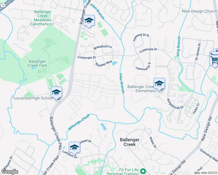 map of restaurants, bars, coffee shops, grocery stores, and more near 6646 Ballenger Run Boulevard in Frederick