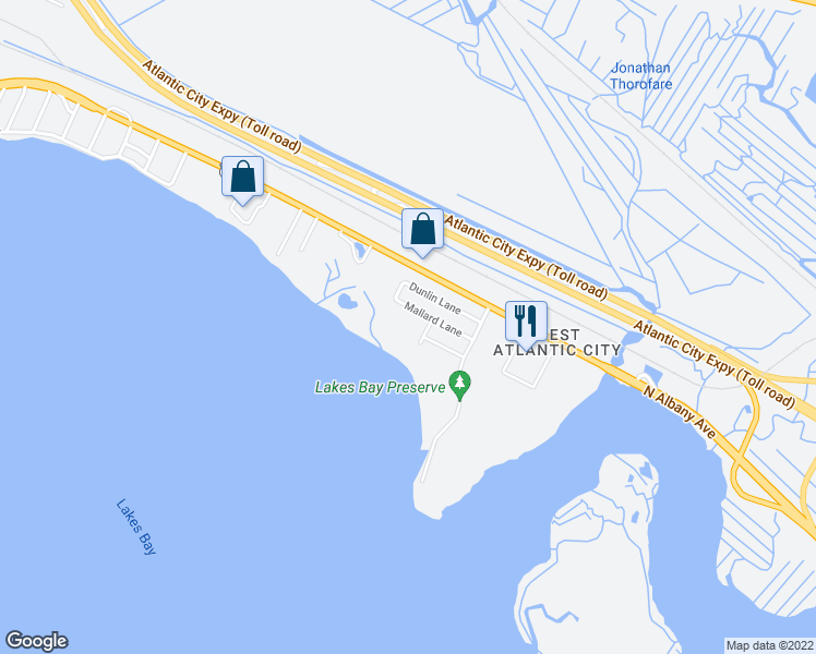 map of restaurants, bars, coffee shops, grocery stores, and more near 254 Mallard Lane in Pleasantville