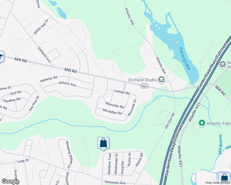 map of restaurants, bars, coffee shops, grocery stores, and more near 215 Lander Road in Egg Harbor Township