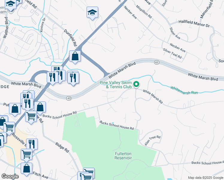 map of restaurants, bars, coffee shops, grocery stores, and more near 42 Hardwood Drive in Rosedale