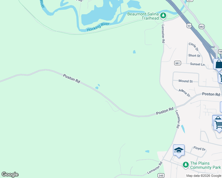 map of restaurants, bars, coffee shops, grocery stores, and more near 7100 Poston Road in Athens