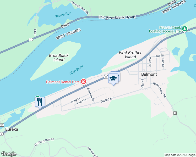 map of restaurants, bars, coffee shops, grocery stores, and more near 517 Riverview Drive in Belmont