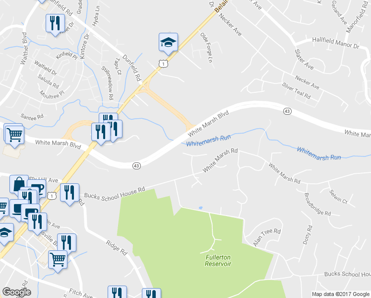 map of restaurants, bars, coffee shops, grocery stores, and more near 2 Hardwood Drive in Rosedale