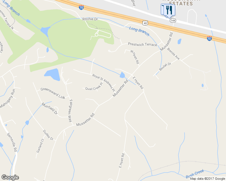 map of restaurants, bars, coffee shops, grocery stores, and more near 10250 Royal Saint Andrews Place in Ijamsville