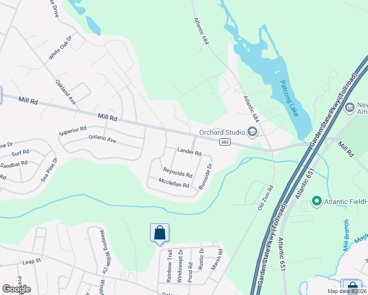 map of restaurants, bars, coffee shops, grocery stores, and more near 215 Lander Road in Egg Harbor Township
