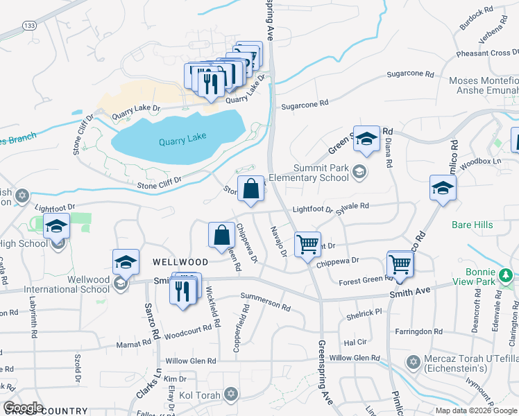 map of restaurants, bars, coffee shops, grocery stores, and more near 2508 Lightfoot Drive in Baltimore