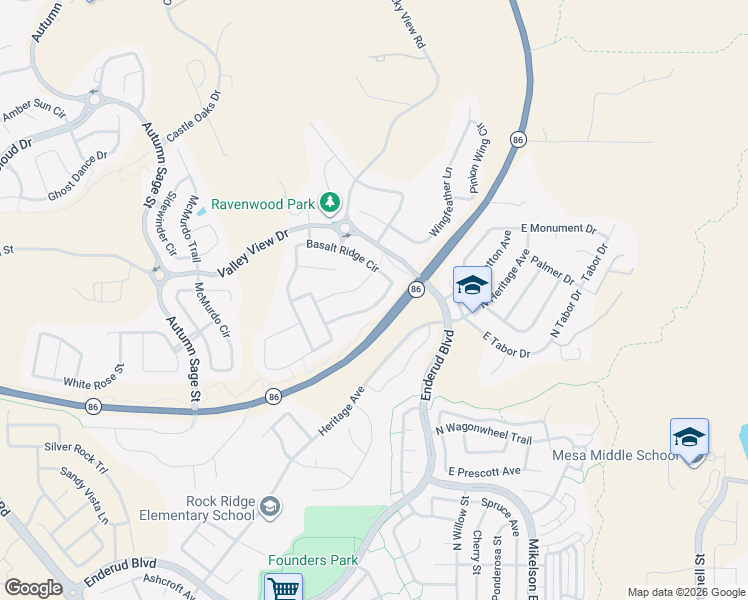 map of restaurants, bars, coffee shops, grocery stores, and more near 5011 Basalt Ridge Circle in Castle Rock