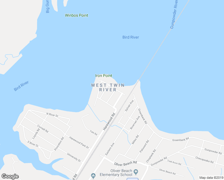 map of restaurants, bars, coffee shops, grocery stores, and more near 6925 Gunder Avenue in Middle River