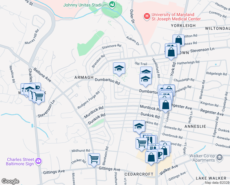 map of restaurants, bars, coffee shops, grocery stores, and more near 100 Regester Avenue in Baltimore