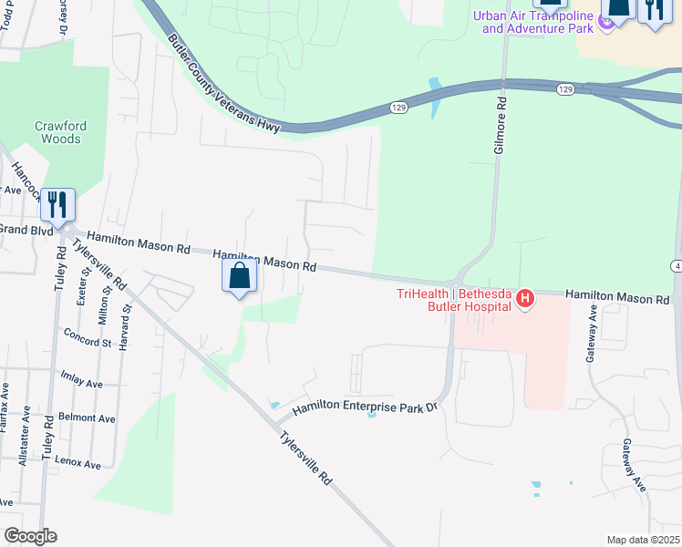 map of restaurants, bars, coffee shops, grocery stores, and more near 2901 Hamilton Mason Road in Hamilton