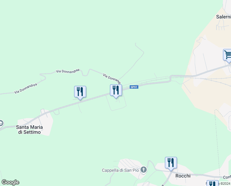 map of restaurants, bars, coffee shops, grocery stores, and more near 155 Via San Maria di Settimo in Provincia di Cosenza