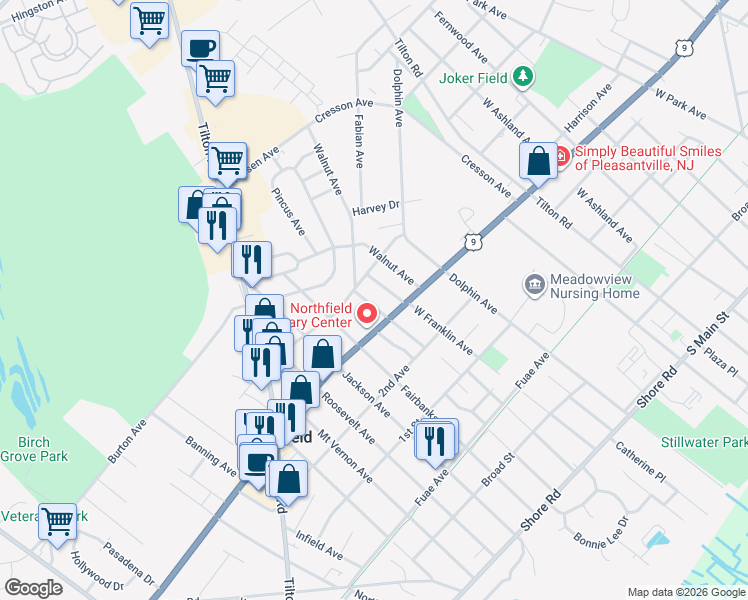 map of restaurants, bars, coffee shops, grocery stores, and more near 517 Chestnut Avenue in Northfield