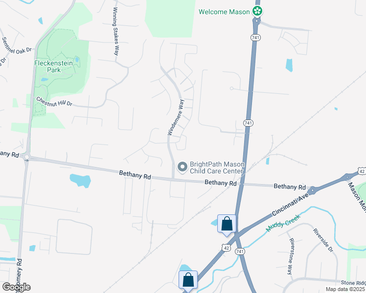 map of restaurants, bars, coffee shops, grocery stores, and more near 3927 Elter Lane in Mason