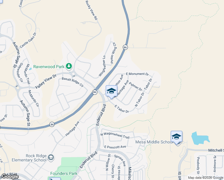map of restaurants, bars, coffee shops, grocery stores, and more near 5505 East Burlington Drive in Castle Rock