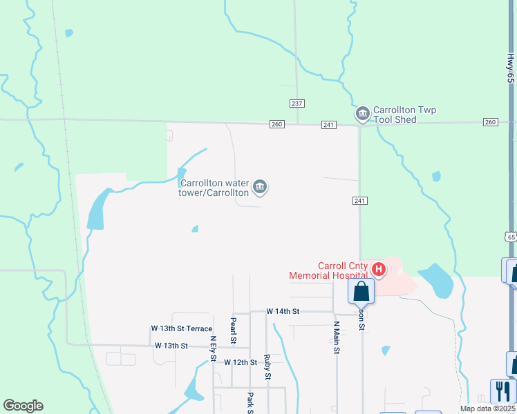 map of restaurants, bars, coffee shops, grocery stores, and more near 1905 Country Club Drive in Carrollton
