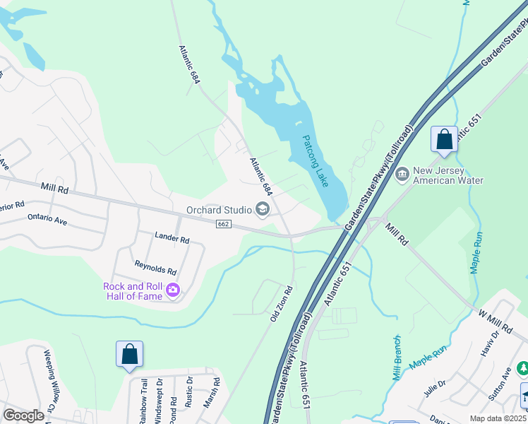map of restaurants, bars, coffee shops, grocery stores, and more near 19 Orchard Road in Egg Harbor Township