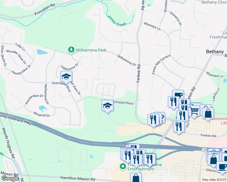 map of restaurants, bars, coffee shops, grocery stores, and more near 6840 Lakota Pointe Lane in Middletown